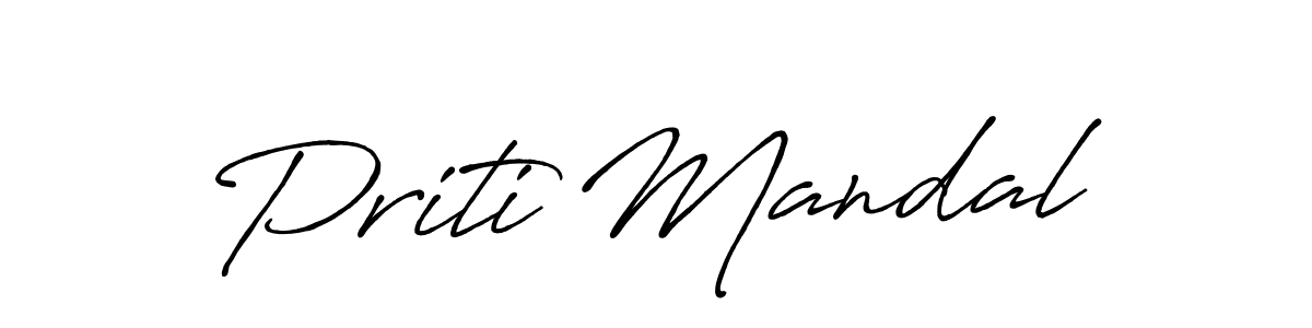 Priti Mandal stylish signature style. Best Handwritten Sign (Antro_Vectra_Bolder) for my name. Handwritten Signature Collection Ideas for my name Priti Mandal. Priti Mandal signature style 7 images and pictures png