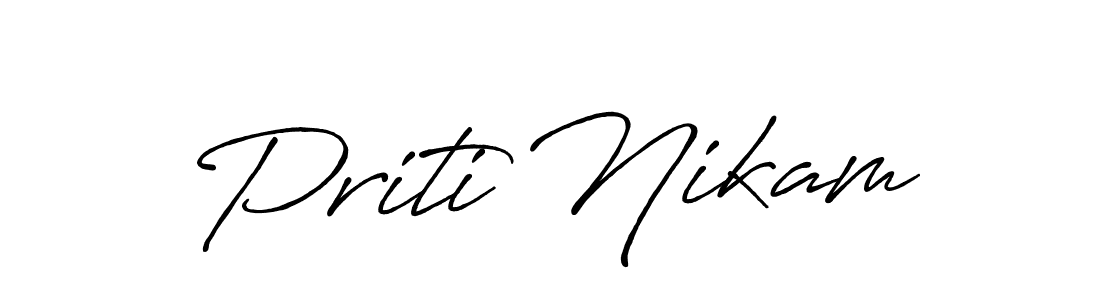 How to make Priti Nikam name signature. Use Antro_Vectra_Bolder style for creating short signs online. This is the latest handwritten sign. Priti Nikam signature style 7 images and pictures png