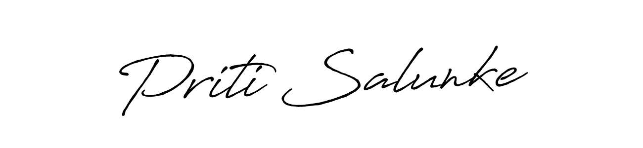 The best way (Antro_Vectra_Bolder) to make a short signature is to pick only two or three words in your name. The name Priti Salunke include a total of six letters. For converting this name. Priti Salunke signature style 7 images and pictures png