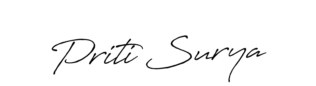 How to make Priti Surya name signature. Use Antro_Vectra_Bolder style for creating short signs online. This is the latest handwritten sign. Priti Surya signature style 7 images and pictures png