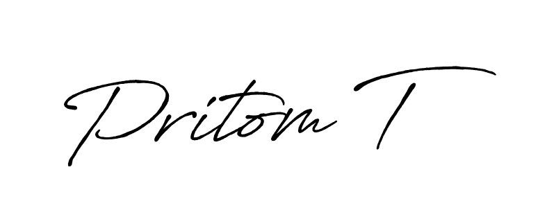 How to make Pritom T name signature. Use Antro_Vectra_Bolder style for creating short signs online. This is the latest handwritten sign. Pritom T signature style 7 images and pictures png