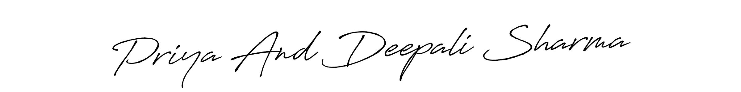 Create a beautiful signature design for name Priya And Deepali Sharma. With this signature (Antro_Vectra_Bolder) fonts, you can make a handwritten signature for free. Priya And Deepali Sharma signature style 7 images and pictures png