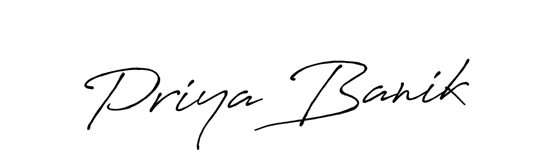 Make a beautiful signature design for name Priya Banik. With this signature (Antro_Vectra_Bolder) style, you can create a handwritten signature for free. Priya Banik signature style 7 images and pictures png