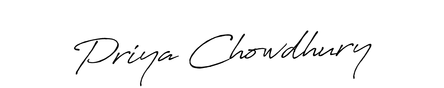 Create a beautiful signature design for name Priya Chowdhury. With this signature (Antro_Vectra_Bolder) fonts, you can make a handwritten signature for free. Priya Chowdhury signature style 7 images and pictures png