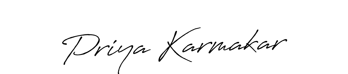 Create a beautiful signature design for name Priya Karmakar. With this signature (Antro_Vectra_Bolder) fonts, you can make a handwritten signature for free. Priya Karmakar signature style 7 images and pictures png