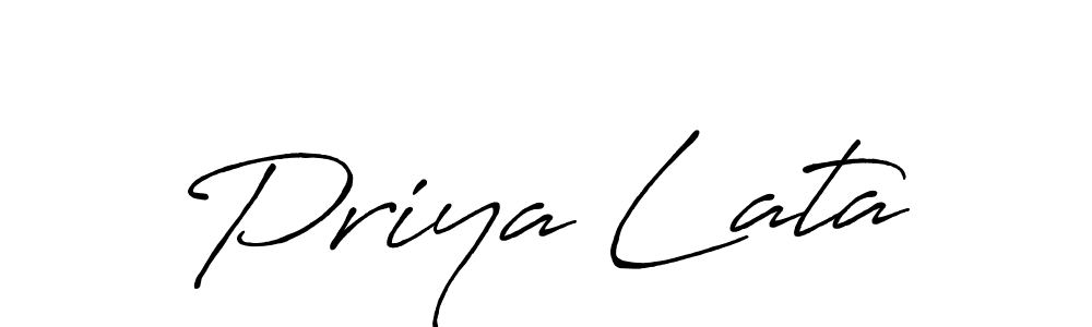 How to make Priya Lata name signature. Use Antro_Vectra_Bolder style for creating short signs online. This is the latest handwritten sign. Priya Lata signature style 7 images and pictures png