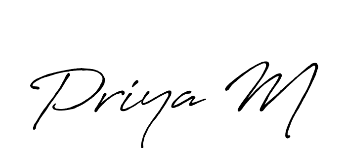 Make a beautiful signature design for name Priya M. With this signature (Antro_Vectra_Bolder) style, you can create a handwritten signature for free. Priya M signature style 7 images and pictures png