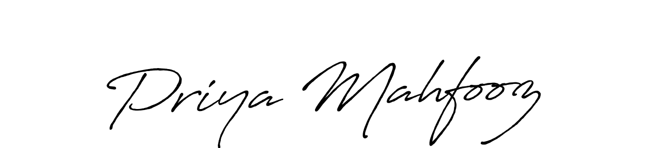 Priya Mahfooz stylish signature style. Best Handwritten Sign (Antro_Vectra_Bolder) for my name. Handwritten Signature Collection Ideas for my name Priya Mahfooz. Priya Mahfooz signature style 7 images and pictures png