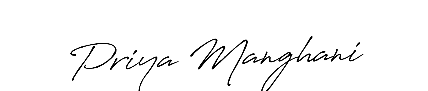 You should practise on your own different ways (Antro_Vectra_Bolder) to write your name (Priya Manghani) in signature. don't let someone else do it for you. Priya Manghani signature style 7 images and pictures png