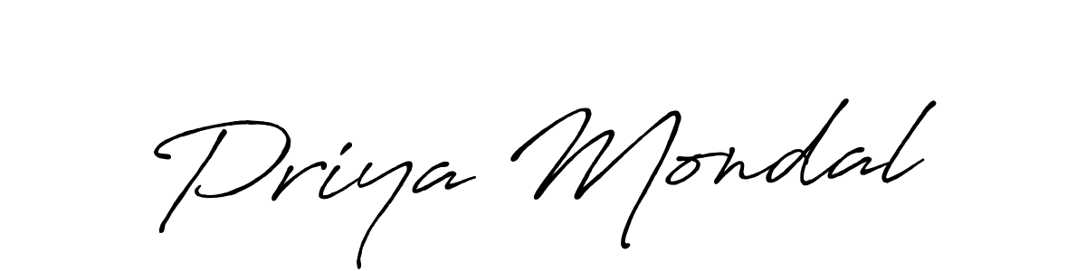 Make a beautiful signature design for name Priya Mondal. With this signature (Antro_Vectra_Bolder) style, you can create a handwritten signature for free. Priya Mondal signature style 7 images and pictures png