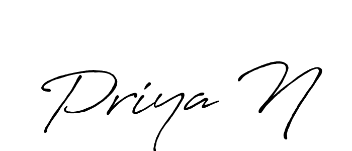 Make a beautiful signature design for name Priya N. With this signature (Antro_Vectra_Bolder) style, you can create a handwritten signature for free. Priya N signature style 7 images and pictures png