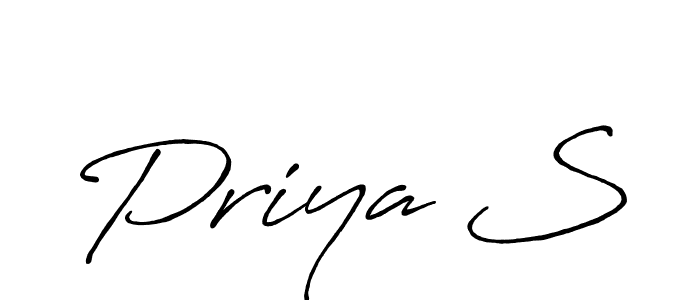 Similarly Antro_Vectra_Bolder is the best handwritten signature design. Signature creator online .You can use it as an online autograph creator for name Priya S. Priya S signature style 7 images and pictures png