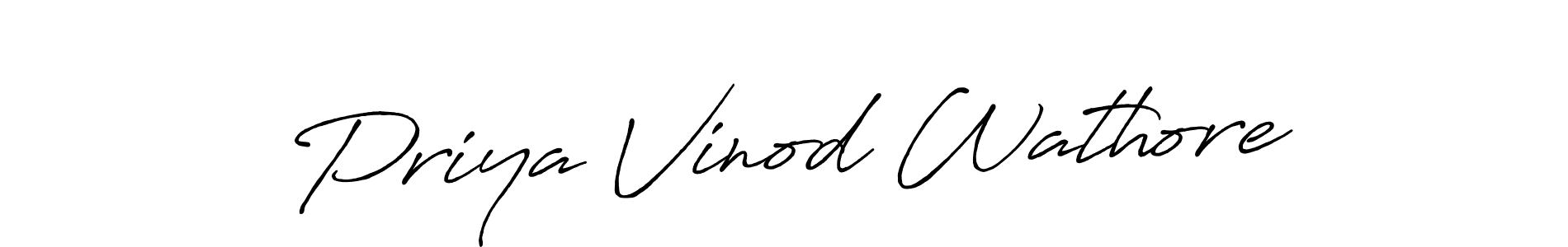 How to make Priya Vinod Wathore name signature. Use Antro_Vectra_Bolder style for creating short signs online. This is the latest handwritten sign. Priya Vinod Wathore signature style 7 images and pictures png