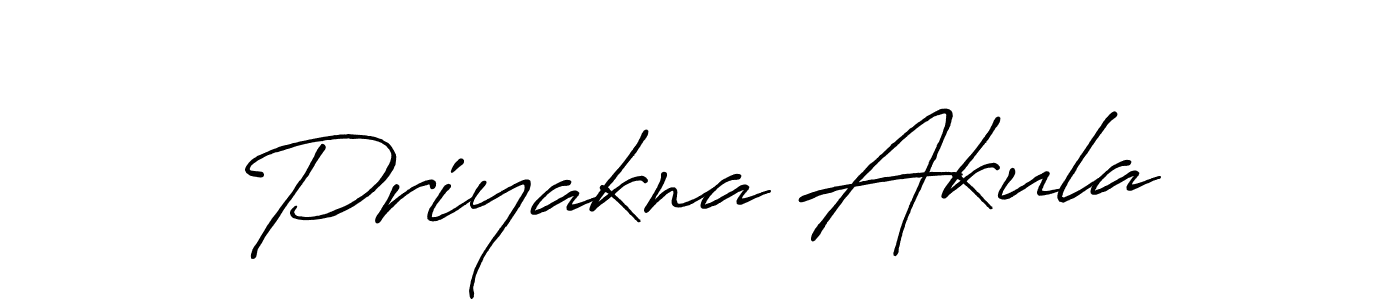 Make a beautiful signature design for name Priyakna Akula. With this signature (Antro_Vectra_Bolder) style, you can create a handwritten signature for free. Priyakna Akula signature style 7 images and pictures png