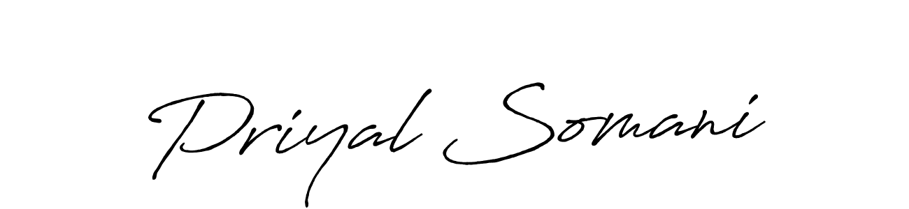 Priyal Somani stylish signature style. Best Handwritten Sign (Antro_Vectra_Bolder) for my name. Handwritten Signature Collection Ideas for my name Priyal Somani. Priyal Somani signature style 7 images and pictures png