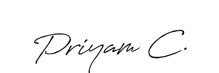 if you are searching for the best signature style for your name Priyam C.. so please give up your signature search. here we have designed multiple signature styles  using Antro_Vectra_Bolder. Priyam C. signature style 7 images and pictures png