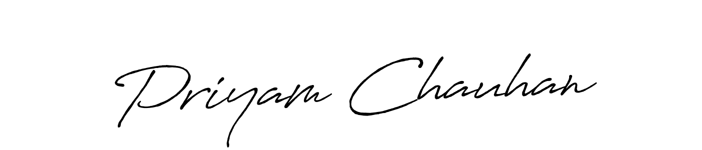 How to make Priyam Chauhan name signature. Use Antro_Vectra_Bolder style for creating short signs online. This is the latest handwritten sign. Priyam Chauhan signature style 7 images and pictures png