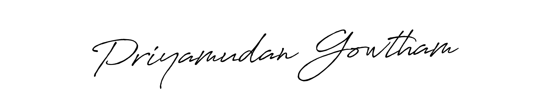 Use a signature maker to create a handwritten signature online. With this signature software, you can design (Antro_Vectra_Bolder) your own signature for name Priyamudan Gowtham. Priyamudan Gowtham signature style 7 images and pictures png