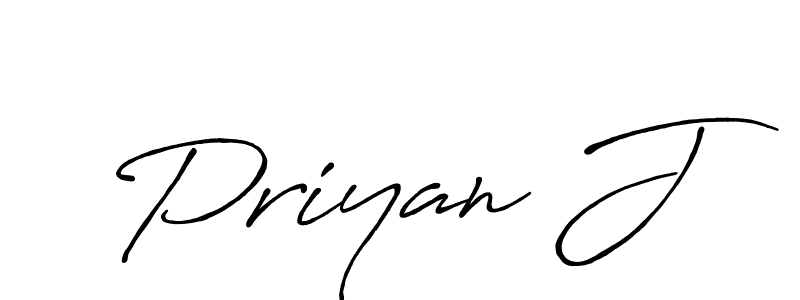How to make Priyan J name signature. Use Antro_Vectra_Bolder style for creating short signs online. This is the latest handwritten sign. Priyan J signature style 7 images and pictures png