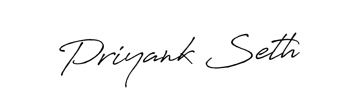 Create a beautiful signature design for name Priyank Seth. With this signature (Antro_Vectra_Bolder) fonts, you can make a handwritten signature for free. Priyank Seth signature style 7 images and pictures png