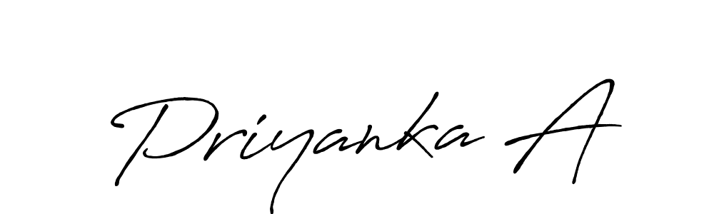How to make Priyanka A name signature. Use Antro_Vectra_Bolder style for creating short signs online. This is the latest handwritten sign. Priyanka A signature style 7 images and pictures png