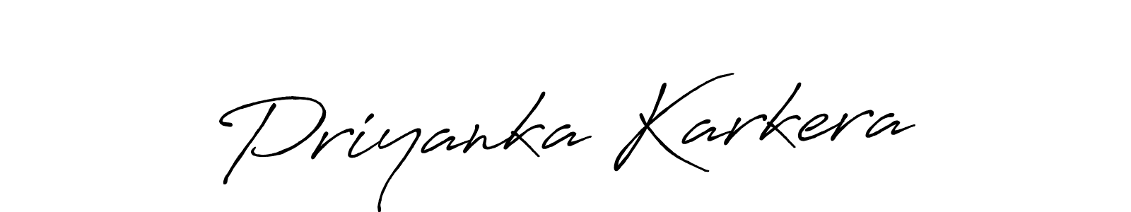 Create a beautiful signature design for name Priyanka Karkera. With this signature (Antro_Vectra_Bolder) fonts, you can make a handwritten signature for free. Priyanka Karkera signature style 7 images and pictures png