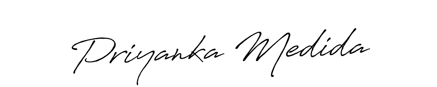 Priyanka Medida stylish signature style. Best Handwritten Sign (Antro_Vectra_Bolder) for my name. Handwritten Signature Collection Ideas for my name Priyanka Medida. Priyanka Medida signature style 7 images and pictures png