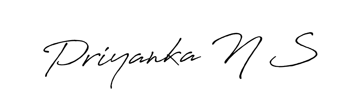 How to make Priyanka N S name signature. Use Antro_Vectra_Bolder style for creating short signs online. This is the latest handwritten sign. Priyanka N S signature style 7 images and pictures png