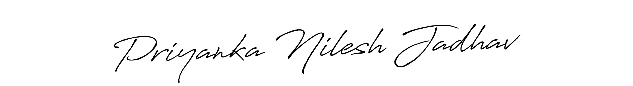 Create a beautiful signature design for name Priyanka Nilesh Jadhav. With this signature (Antro_Vectra_Bolder) fonts, you can make a handwritten signature for free. Priyanka Nilesh Jadhav signature style 7 images and pictures png