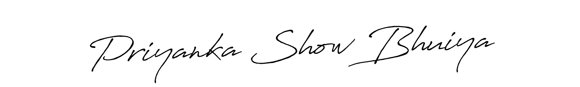 Use a signature maker to create a handwritten signature online. With this signature software, you can design (Antro_Vectra_Bolder) your own signature for name Priyanka Show Bhuiya. Priyanka Show Bhuiya signature style 7 images and pictures png