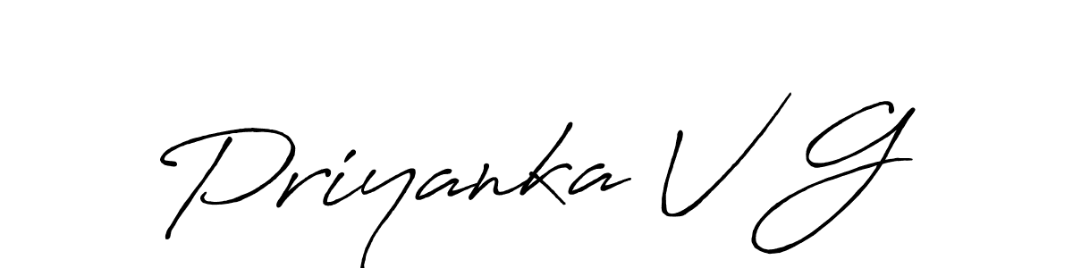 How to make Priyanka V G signature? Antro_Vectra_Bolder is a professional autograph style. Create handwritten signature for Priyanka V G name. Priyanka V G signature style 7 images and pictures png