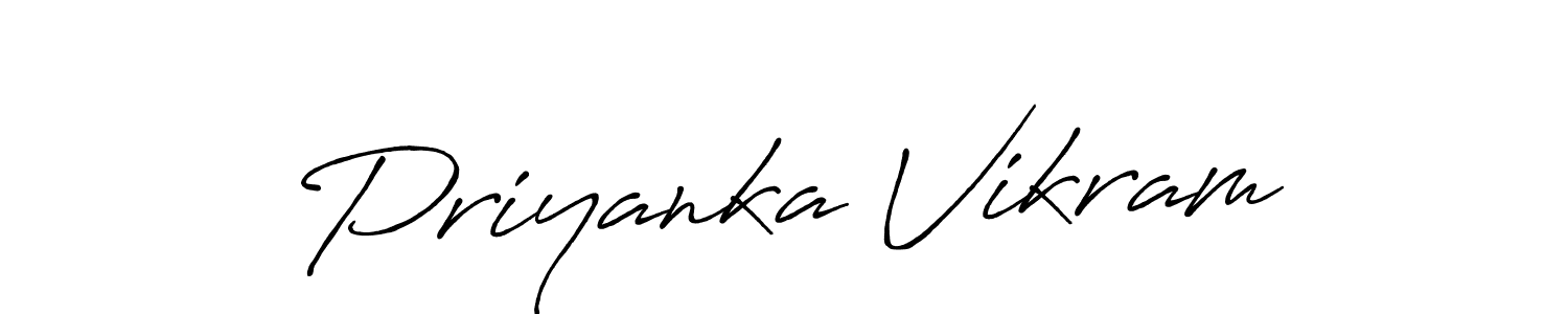 Create a beautiful signature design for name Priyanka Vikram. With this signature (Antro_Vectra_Bolder) fonts, you can make a handwritten signature for free. Priyanka Vikram signature style 7 images and pictures png