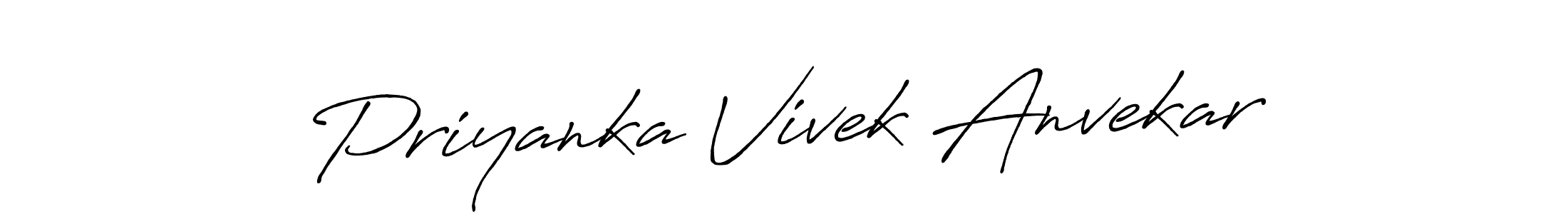 Antro_Vectra_Bolder is a professional signature style that is perfect for those who want to add a touch of class to their signature. It is also a great choice for those who want to make their signature more unique. Get Priyanka Vivek Anvekar name to fancy signature for free. Priyanka Vivek Anvekar signature style 7 images and pictures png