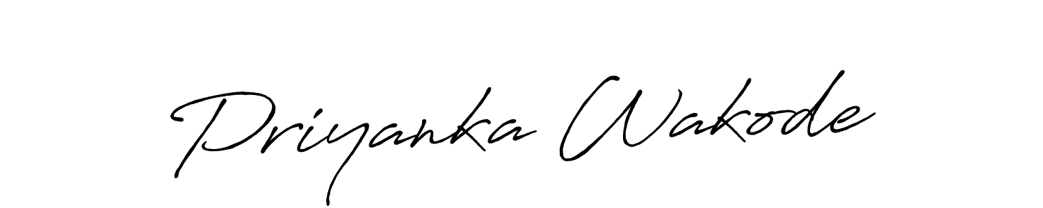 Make a beautiful signature design for name Priyanka Wakode. With this signature (Antro_Vectra_Bolder) style, you can create a handwritten signature for free. Priyanka Wakode signature style 7 images and pictures png