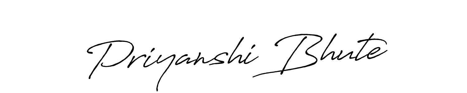 The best way (Antro_Vectra_Bolder) to make a short signature is to pick only two or three words in your name. The name Priyanshi Bhute include a total of six letters. For converting this name. Priyanshi Bhute signature style 7 images and pictures png