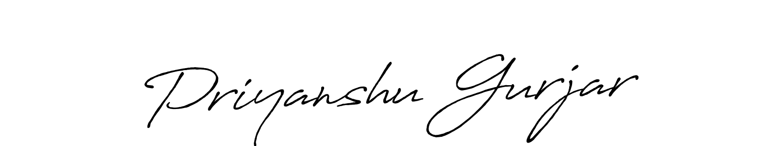 How to make Priyanshu Gurjar name signature. Use Antro_Vectra_Bolder style for creating short signs online. This is the latest handwritten sign. Priyanshu Gurjar signature style 7 images and pictures png