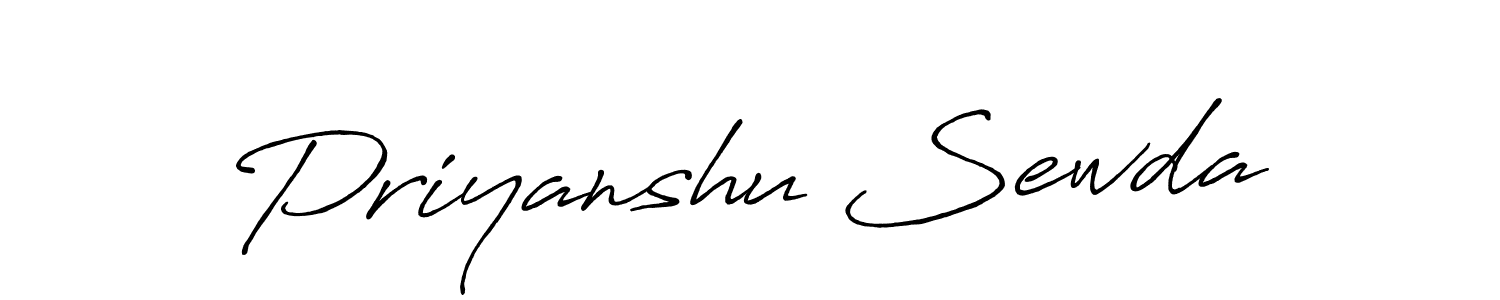 How to make Priyanshu Sewda name signature. Use Antro_Vectra_Bolder style for creating short signs online. This is the latest handwritten sign. Priyanshu Sewda signature style 7 images and pictures png