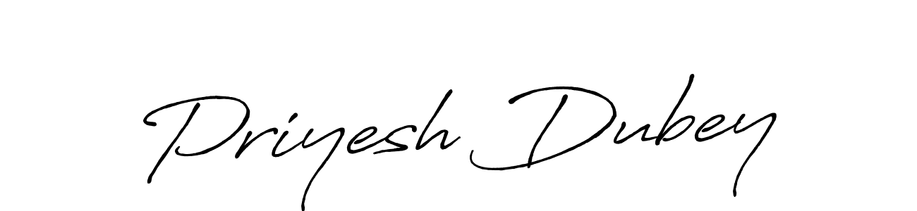 Priyesh Dubey stylish signature style. Best Handwritten Sign (Antro_Vectra_Bolder) for my name. Handwritten Signature Collection Ideas for my name Priyesh Dubey. Priyesh Dubey signature style 7 images and pictures png