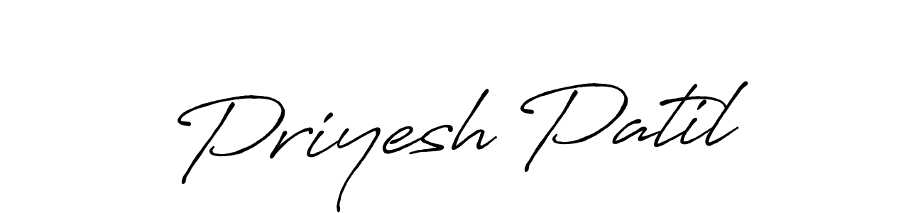 Make a beautiful signature design for name Priyesh Patil. With this signature (Antro_Vectra_Bolder) style, you can create a handwritten signature for free. Priyesh Patil signature style 7 images and pictures png