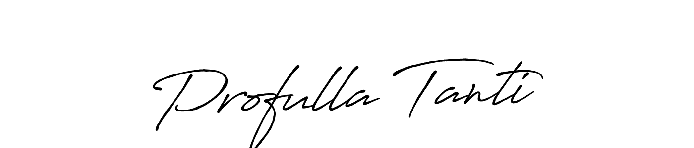 The best way (Antro_Vectra_Bolder) to make a short signature is to pick only two or three words in your name. The name Profulla Tanti include a total of six letters. For converting this name. Profulla Tanti signature style 7 images and pictures png