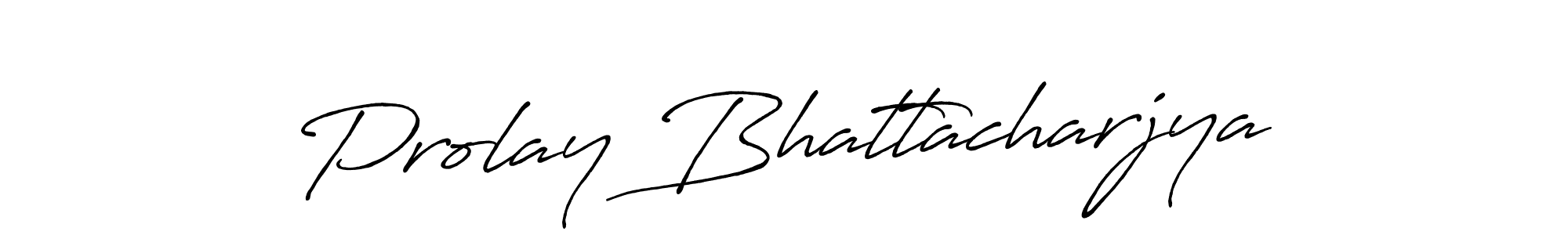 Create a beautiful signature design for name Prolay Bhattacharjya. With this signature (Antro_Vectra_Bolder) fonts, you can make a handwritten signature for free. Prolay Bhattacharjya signature style 7 images and pictures png