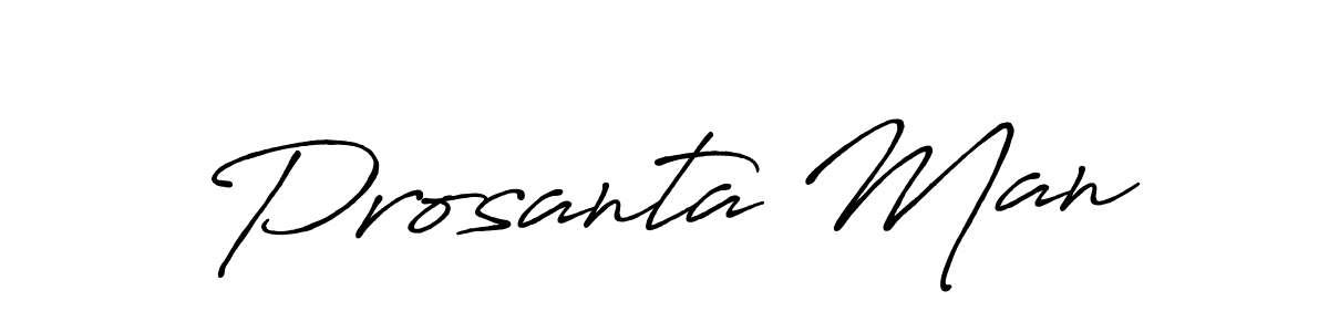 How to make Prosanta Man name signature. Use Antro_Vectra_Bolder style for creating short signs online. This is the latest handwritten sign. Prosanta Man signature style 7 images and pictures png