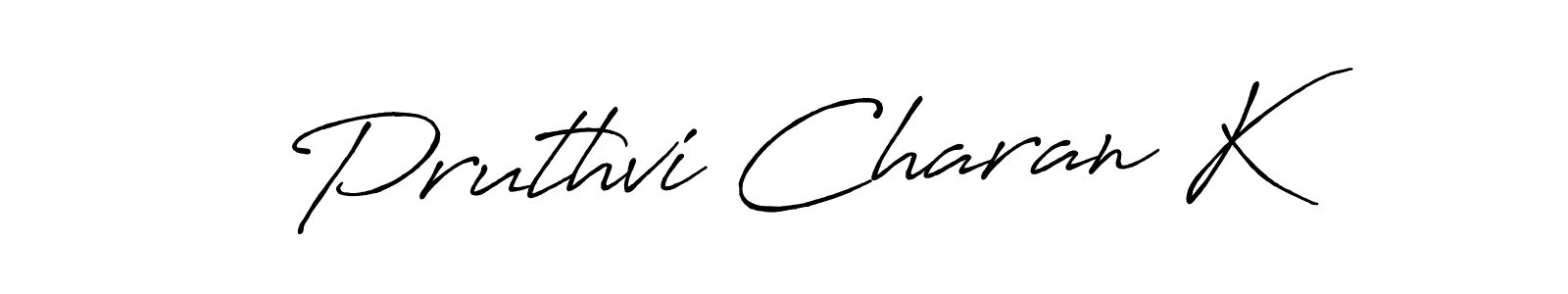 How to make Pruthvi Charan K signature? Antro_Vectra_Bolder is a professional autograph style. Create handwritten signature for Pruthvi Charan K name. Pruthvi Charan K signature style 7 images and pictures png