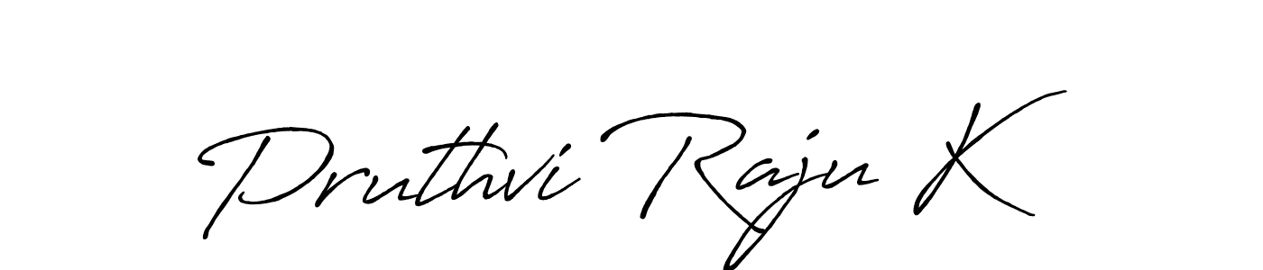 The best way (Antro_Vectra_Bolder) to make a short signature is to pick only two or three words in your name. The name Pruthvi Raju K include a total of six letters. For converting this name. Pruthvi Raju K signature style 7 images and pictures png