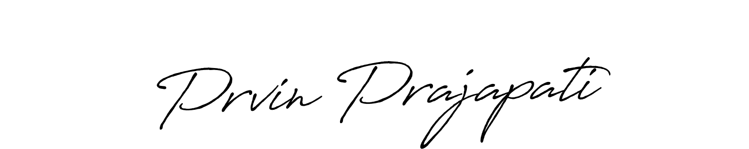 How to make Prvin Prajapati name signature. Use Antro_Vectra_Bolder style for creating short signs online. This is the latest handwritten sign. Prvin Prajapati signature style 7 images and pictures png