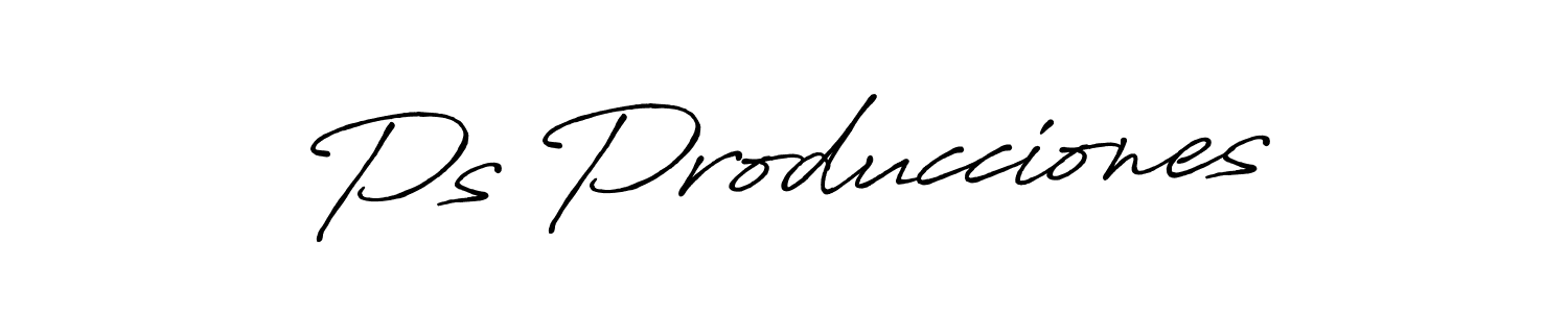 You should practise on your own different ways (Antro_Vectra_Bolder) to write your name (Ps Producciones) in signature. don't let someone else do it for you. Ps Producciones signature style 7 images and pictures png