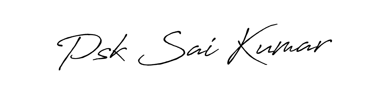 Create a beautiful signature design for name Psk Sai Kumar. With this signature (Antro_Vectra_Bolder) fonts, you can make a handwritten signature for free. Psk Sai Kumar signature style 7 images and pictures png