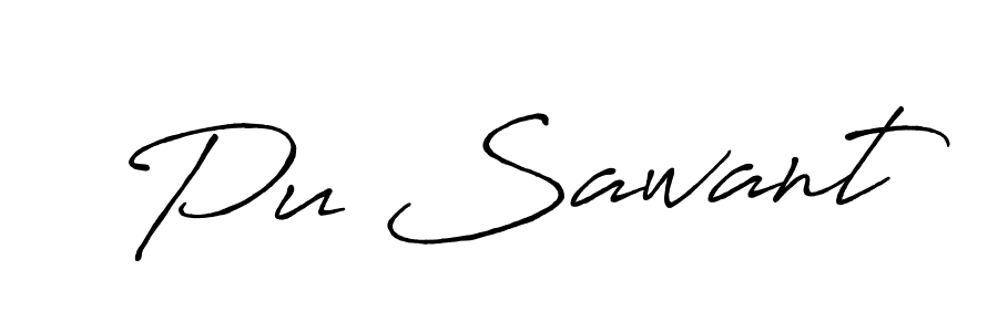 How to make Pu Sawant name signature. Use Antro_Vectra_Bolder style for creating short signs online. This is the latest handwritten sign. Pu Sawant signature style 7 images and pictures png