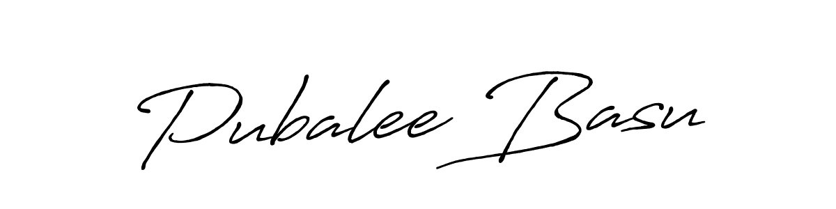 How to make Pubalee Basu name signature. Use Antro_Vectra_Bolder style for creating short signs online. This is the latest handwritten sign. Pubalee Basu signature style 7 images and pictures png