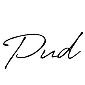 Pud stylish signature style. Best Handwritten Sign (Antro_Vectra_Bolder) for my name. Handwritten Signature Collection Ideas for my name Pud. Pud signature style 7 images and pictures png